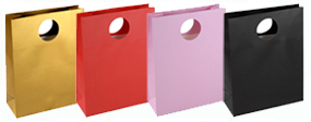 Medium Matt Laminated Paper Gift Bags with Round Die-Cut 25 x 34 x 10 cm